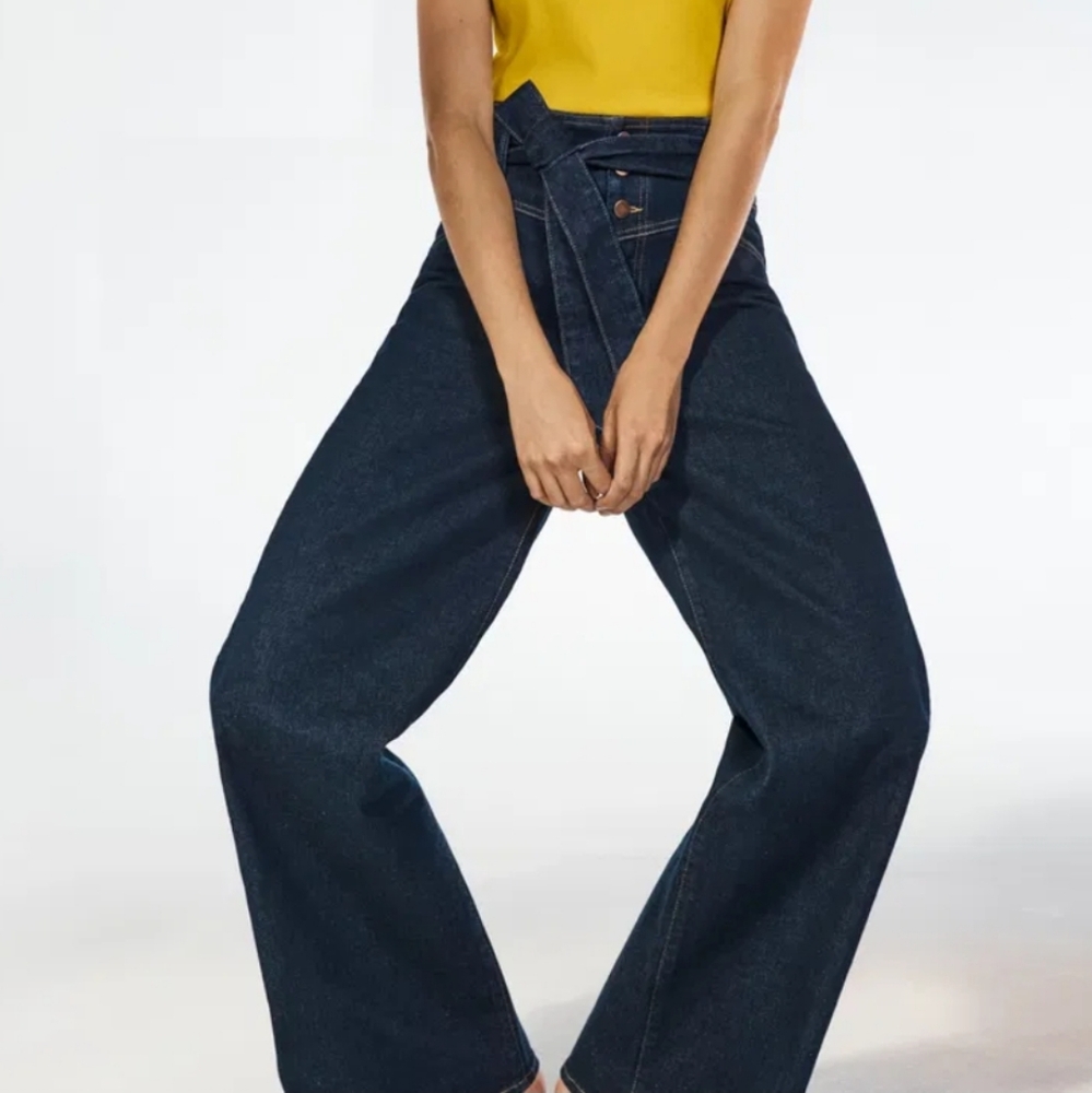 Boden High Rise Tie Waist Jeans Dark Wash Size 32